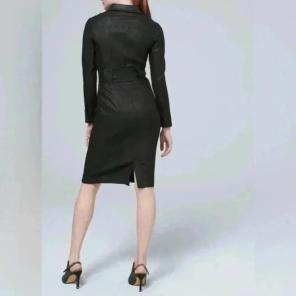 White House Black Market black womens coated denim dress - Picture 2 of 16